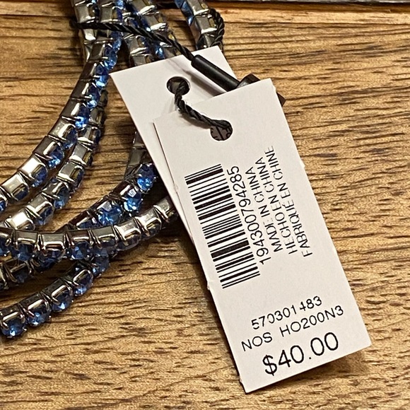 WHBM Hematite & Blue Rhinestone Stretch Bracelets, Set Of 5 - NWT - Picture 6 of 7